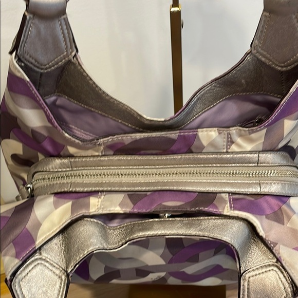 Coach Purple and Cream Madison Handbag - Picture 7 of 10